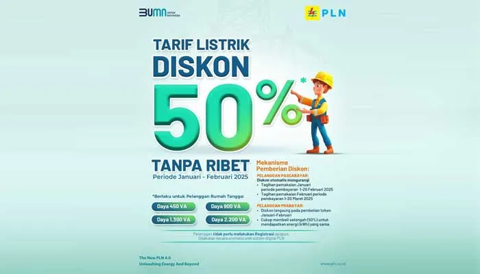 tarif listrik diskon 50 persen