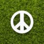 top view peace sign grass