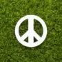 top view peace sign grass