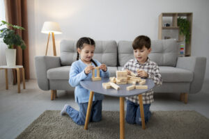 kids playing together full shot