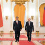 moscow, russia. 21st mar, 2023. russian president vladimir putin holds a solemn welcome ceremony for chinese president xi jinping at the st. george's hall at the kremlin in moscow, russia, march 21, 2023. xi on tuesday held talks with putin in moscow. cre