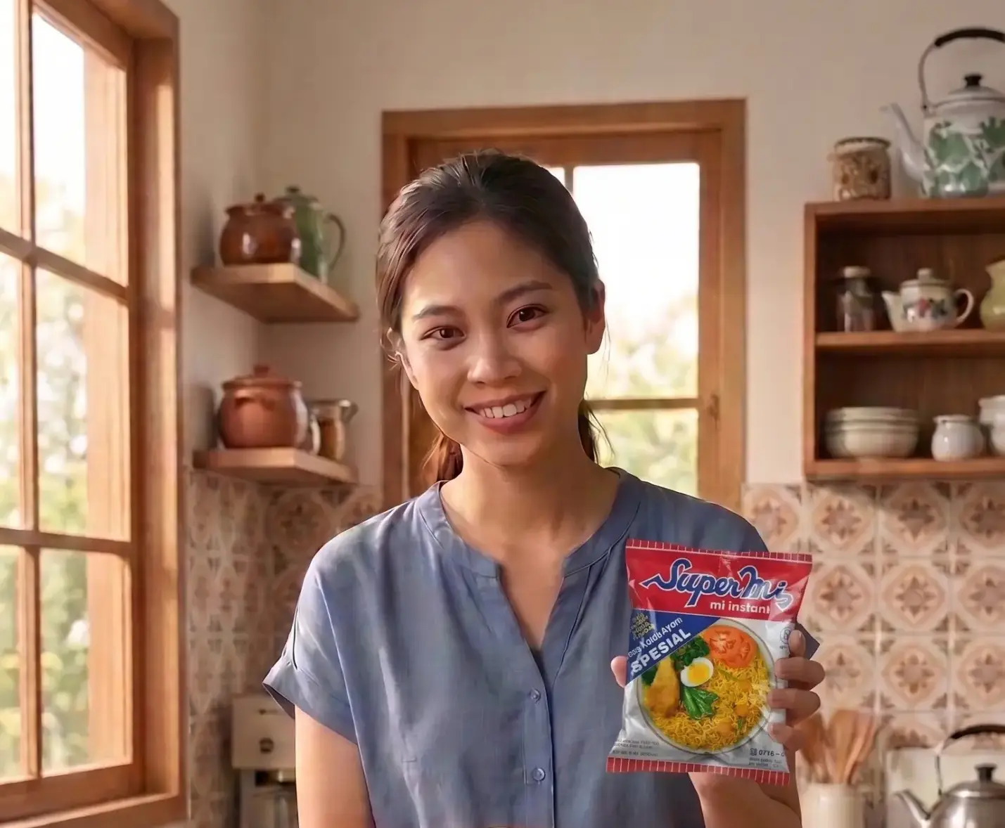woman pointing at instant noodles 202608290827