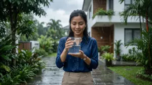woman collecting rainwater outdoors 20260928091900